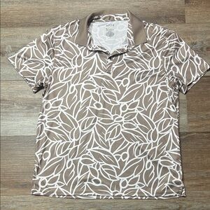 Apt. 9 Men's Beige Leaf Pattern XL Prrformance Polo
